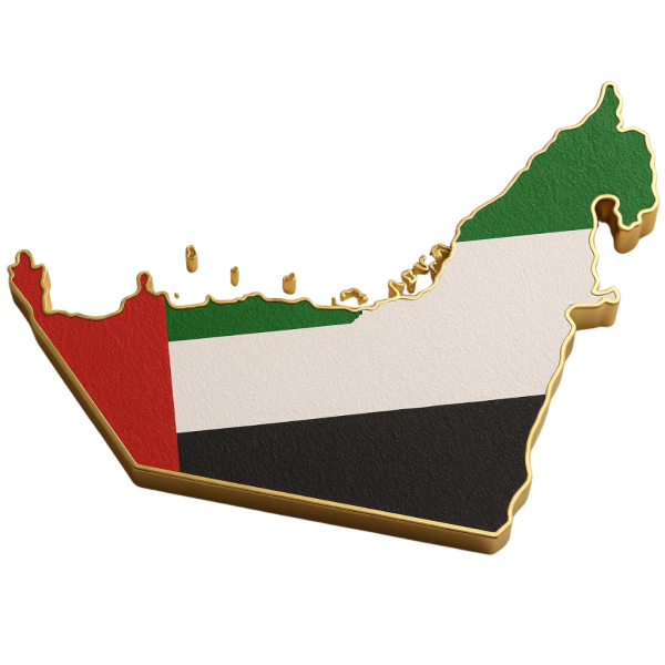 UAE Gold Outline Map